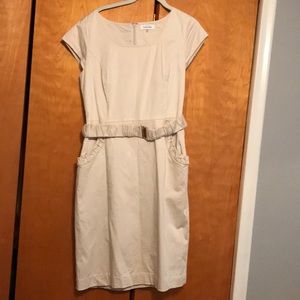 Calvin Klein, belted, cap sleeves with pockets